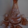 Vintage Pink Glass Barware Decanter/6 shot Glasses circa 1950s Image 10