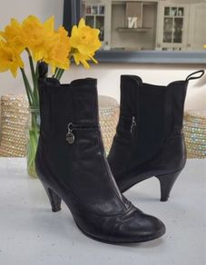 MISS SIXTY black leather ankle boots Sz 40 (Fit 7-7.5)