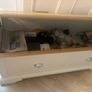 Solid Light Grey Blanket Box with Oak Lid Image 3