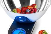 Kitchen Scales with Bowl for Baking KS5000 Digital Postal Parcel Weighing Scale 5KG Capacity Tare 1g Precision Stainless Steel 2L Bowl (FREE POSTAGE)