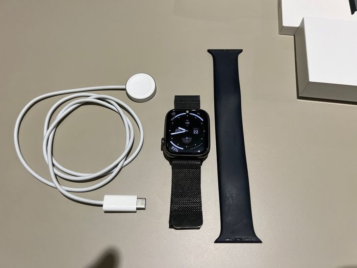 45 mm Apple watch 7 (stainless steel) with Apple Milanese loop