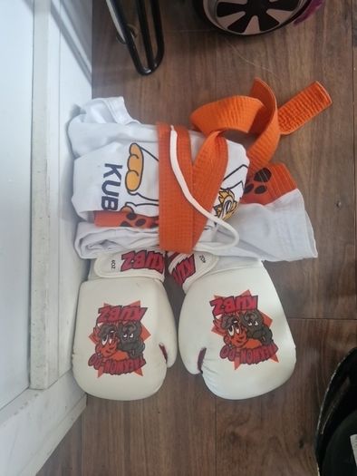 Taekwondo kids suit up to Age 7 gloves and belt