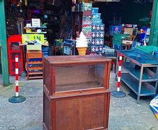 1940's Antique French oak/walnut modular bookcase/display unit..