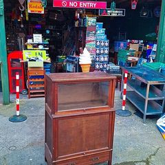 1940's Antique French oak/walnut modular bookcase/display unit..