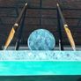 Vintage Connemara Marble Double Pen Desk Stand With Clock Image 4