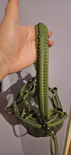 Charles & Keith Crossbody and Handheld Mesh Bucket Bag in Sage Green