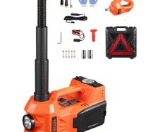 Electric Car Jack, 5 Tons /11000 lbs, Electric Scissor Jack with Built-In Inflator, 12V Tire Change Replacement with Electric Impact Wrench & LED Light