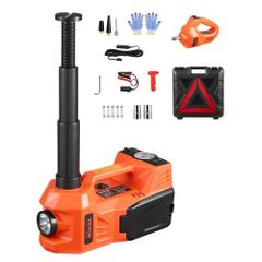 Electric Car Jack, 5 Tons /11000 lbs, Electric Scissor Jack with Built-In Inflator, 12V Tire Change Replacement with Electric Impact Wrench & LED Light