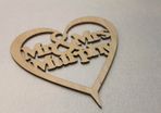 Custom Personalised Mr & Mrs Wedding CakeTopper Wooden Heart With Names