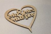 Custom Personalised Mr &amp; Mrs Wedding CakeTopper Wooden Heart With Names