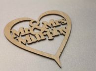 main image for ad Custom Personalised Mr &amp; Mrs Wedding CakeTopper Wooden Heart With Names