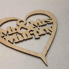 Custom Personalised Mr & Mrs Wedding CakeTopper Wooden Heart With Names
