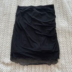 Black mesh midi skirt