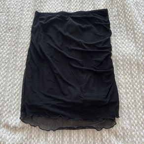 Black mesh midi skirt