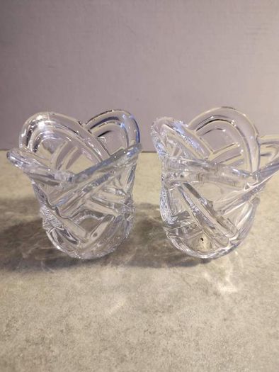 Lovely Set Of 2 Crystal candle holder /  Vase .