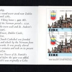 1988 Ireland Dublin Millennium Stamp Booklet Fine Used with Dublin Steele cancel of 1st March 1988 (day of issue)
