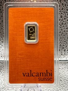 1gram Fine 9999 Gold Bullion Orange Valcambi Bar in Card.