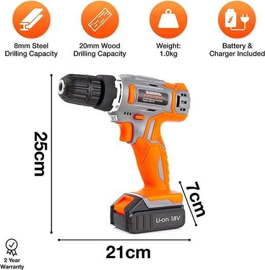 13Pc Cordless Drill Driver 18V/20V-Max Lithium-Ion, Electric Screwdriver, Accessory Kit, LED Work Light, Quick Change Battery & Charger Included (FREE POSTAGE)