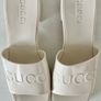 Rubber Block Heel Slides in Mystic White Image 3