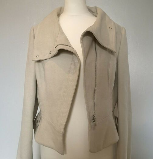 Karen Millen Beige Moleskin Biker Jacket
