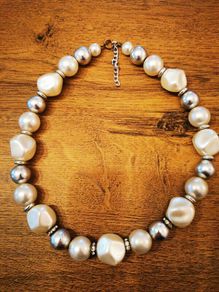 Necklace with gems and "pearls"