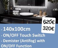 LED Bathroom Mirror 140x100cm Antifog Demister Bright Light Vanity Makeup Cosmetic Bright Light