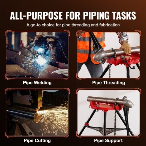 Chain Vise with Tripod Stand | 3.2 to 152 mm Pipe Capacity | 600 kg Loading Capacity | Portable Stand with Folding Legs and Tool Tray | Ideal for Plumbing and Pipe Work