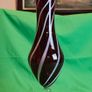 Elegant Murano-style vase made of art glass in ruby red with white spiral stripes Image 3