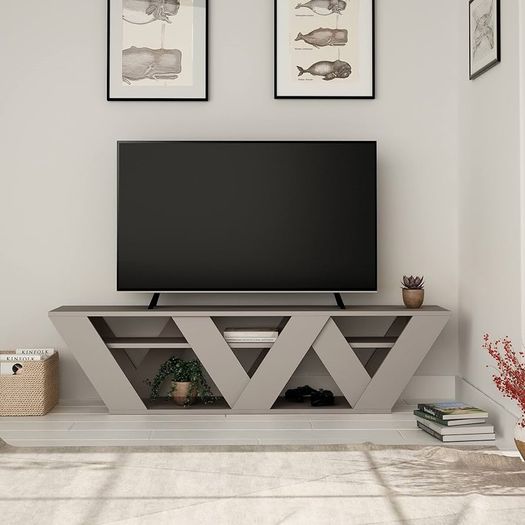 TV Stand for up to 65-inch TVs, Tv Stand Media Unit, Tv Console, 2 Tiers Unit Component for Storage Shelf for Living Room, Bedroom etc. Multi Colour Option (Light Mocha)
