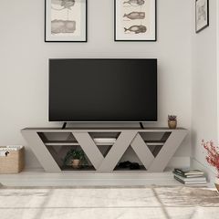 TV Stand for up to 65-inch TVs, Tv Stand Media Unit, Tv Console, 2 Tiers Unit Component for Storage Shelf for Living Room, Bedroom etc. Multi Colour Option (Light Mocha)
