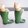 Pair of Leonardo Cats in Green Wellington Boots Image 5