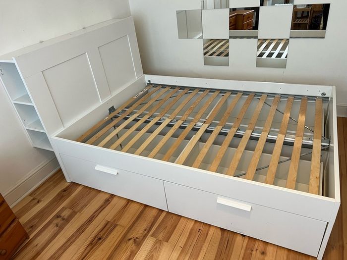 IKEA Brimnes Double Bed Frame with Headboard and Storage