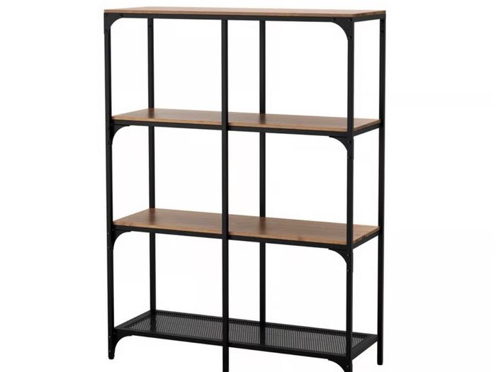 Black industrial style shelving unit