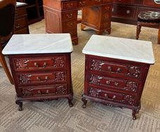 Vintage, 20th-century mahogany marble-topped bedsi