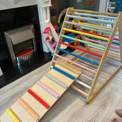 XL Joy of Nature Rainbow Pikler Triangle with Climb + Slide Ramp