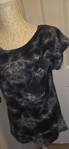 Made in Italy Black Grey Marble Print Stretch Top Casual Chic Size 3