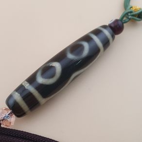 Vintage 3 Eyes Himalayan Tibetan Agate Dzi Bead Amulet