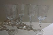 Stunning Vintage Art Deco Structured Wine Goblets / Water Glasses / Set Of 4