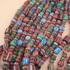 Vintage Venetian Style MultiColor Chevron Beads Necklace Strand