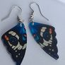 Blue Pansy Butterfly Wing Earrings Image 4