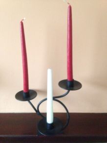 Beautiful Cast Iron Candle Holder with 3 new candles