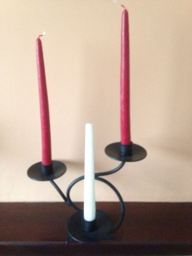 Beautiful Cast Iron Candle Holder with 3 new candles