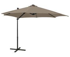 Cantilever Umbrella with Pole and LED Lights Taupe 300 cm