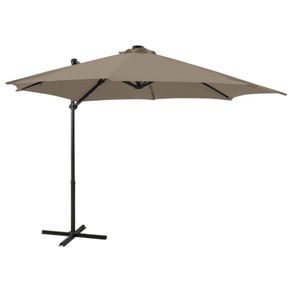 Cantilever Umbrella with Pole and LED Lights Taupe 300 cm