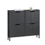 Slim Shoe Cabinet with 4 Doors Black or White 100 x 91 x 19 cm Image 5