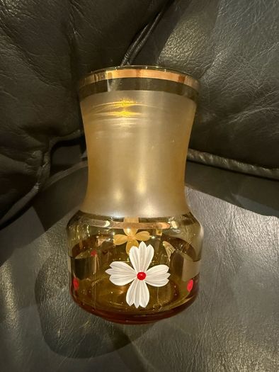 Vintage 3 Gilded Cherry Goblets. Bohemian Glass. Czechoslovakia