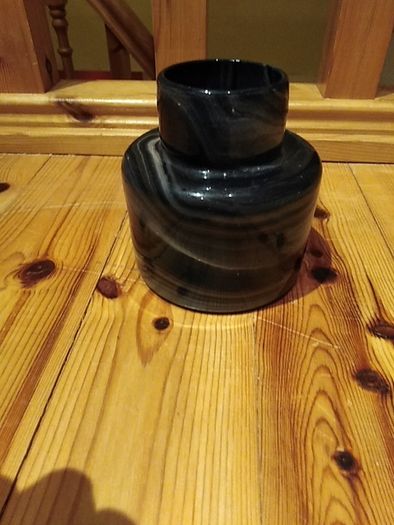 Unusual black / grey vase - stamped V W