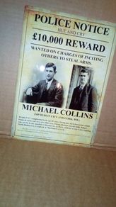 Michael Collins reward poster tin metal sign ( POST COST INCLUDED )