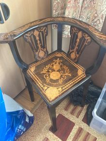 Antique pokerwork corner chair