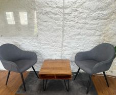 Modern Living Room Set, Coffee Table & 2 Grey Lounge Chai
